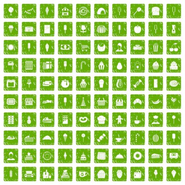 100 tatlı simgeler grunge yeşil ayarla