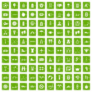 100 aktif yaşam simgeleri grunge yeşil ayarla