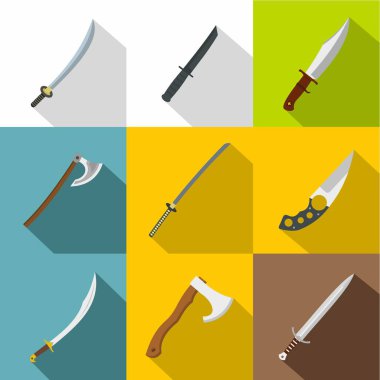 Soğuk çelik simge seti, düz stil silah