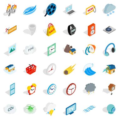 Bilek watch Icons set, izometrik stili