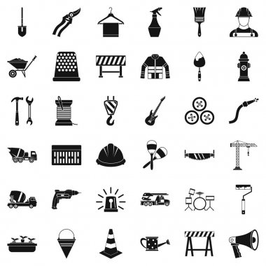 Mekanik Icons set, basit tarzı