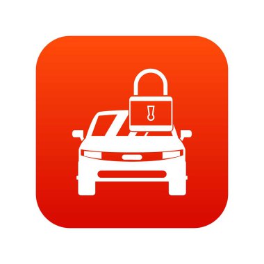 Asma kilit simgesi dijital kırmızı araba