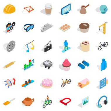Bisiklet Icons set, izometrik stili