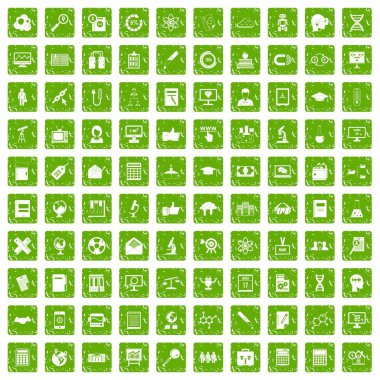 100 analytics simgeler grunge yeşil ayarla