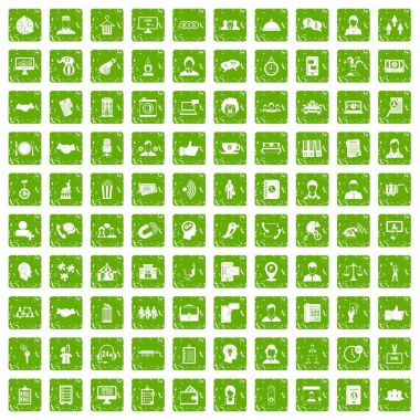 100 tutarlılık simgeler grunge yeşil ayarla