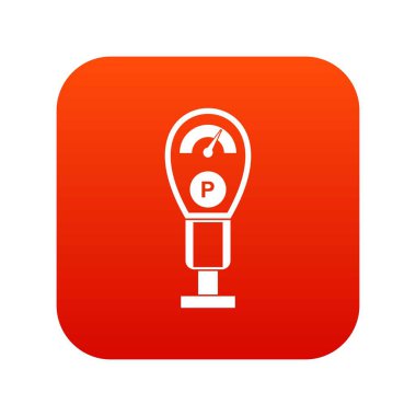 Park metre simgesi dijital kırmızı