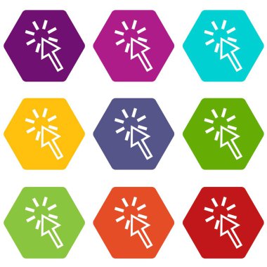 Simge kümesi renk altı yüzlü tıklatın