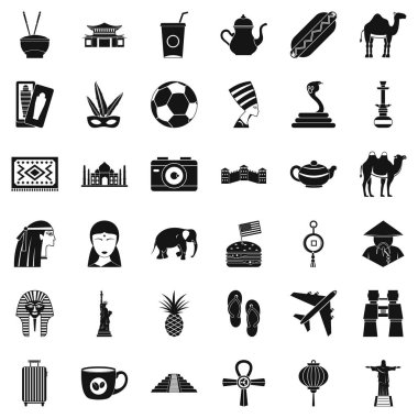 Ülke Icons set, basit tarzı