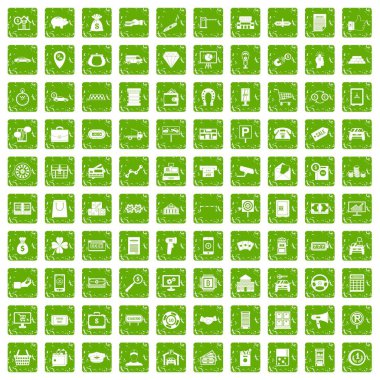 100 sikke simge yeşil grunge ayarla