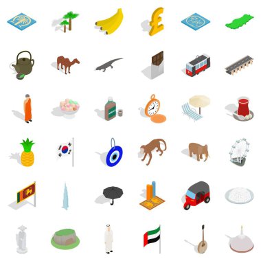 Okyanus Icons set, izometrik tarzı