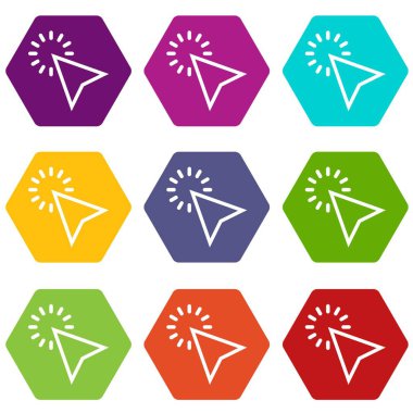 Simge kümesi renk altı yüzlü tıklatın