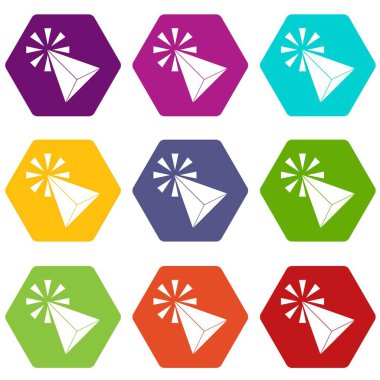 Simge kümesi renk altı yüzlü tıklatın