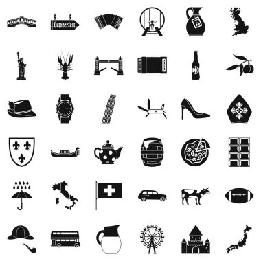 İtalya Icons set, basit tarzı