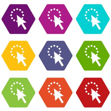 Simge kümesi renk altı yüzlü tıklatın