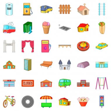 Mimari Icons set, karikatür tarzı