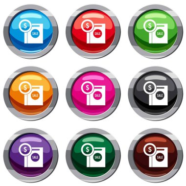 Dolar işareti ve alışveriş çantası Satılık 9 koleksiyonu ayarla