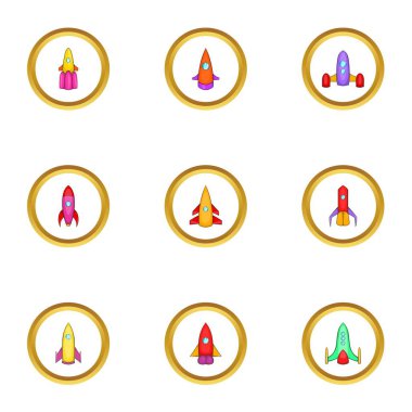 Uzay aracı Icons set, karikatür tarzı
