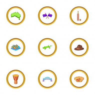 Avustralya Icons set, karikatür tarzı