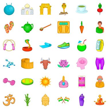 Meditasyon Icons set, karikatür tarzı