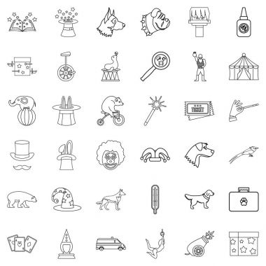 Hayvanat Bahçesi Icons set, anahat stili