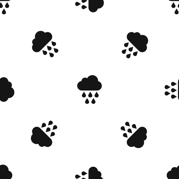 Moln med regn droppar mönster sömlös svart — Stock vektor