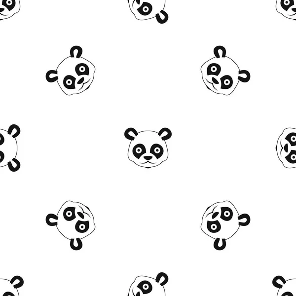 Head of panda pattern seamless black — Stock Vector