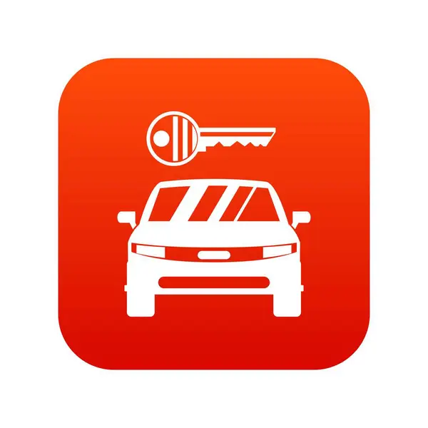 Samochód i ikona klucz cyfrowy czerwony — Wektor stockowy