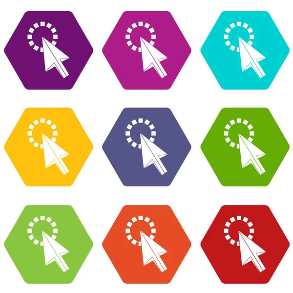 Simge kümesi renk altı yüzlü tıklatın