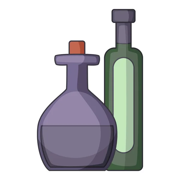 Olijfolie fles pictogram, cartoon stijl — Stockvector