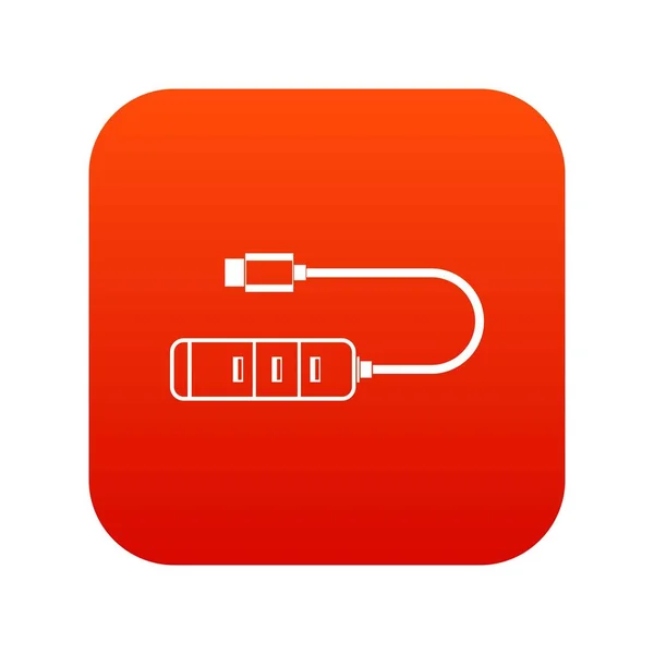 Connecteurs adaptateur USB icône numérique rouge — Image vectorielle