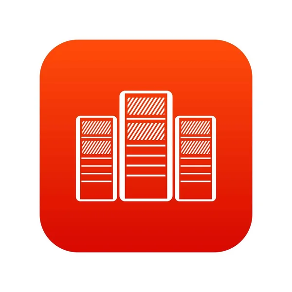 Icono de servidores de base de datos rojo digital — Archivo Imágenes Vectoriales