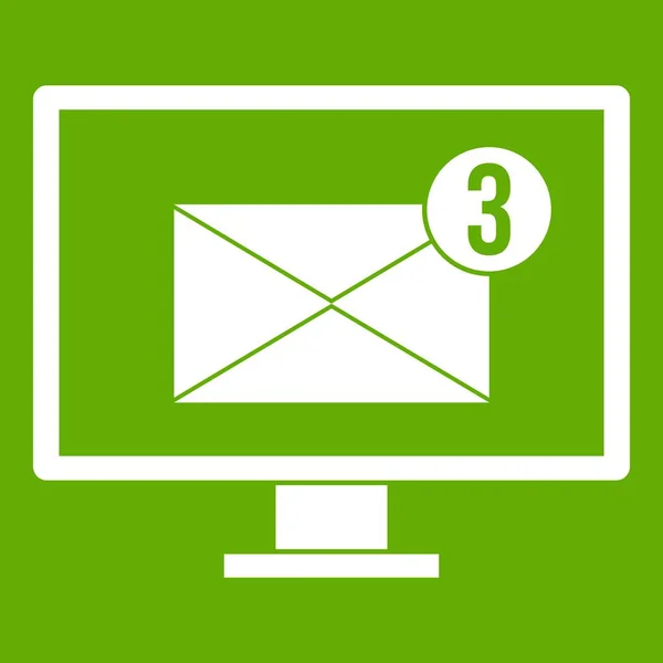 Bildschirm mit E-Mail-Zeichen-Symbol grün — Stockvektor