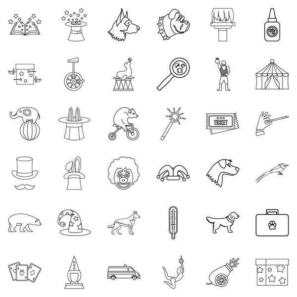 Conjunto de iconos del zoológico, estilo de esquema — Vector de stock