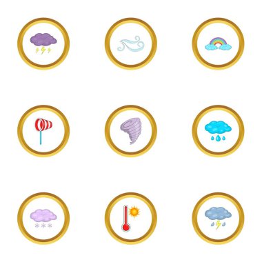 Meteoroloji Icons set, karikatür tarzı