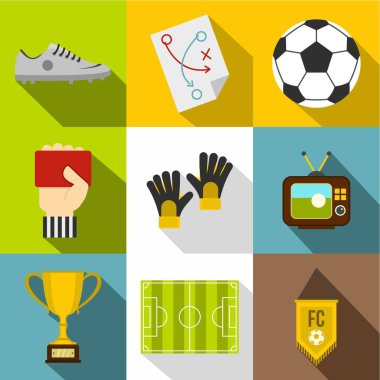 Futbol Turnuvası simge seti, düz stil