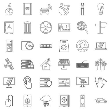 Veritabanı Icons set, anahat stili