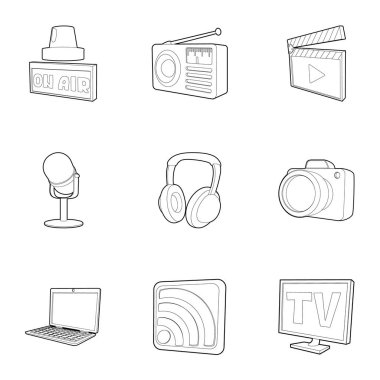Medya Icons set, anahat stili