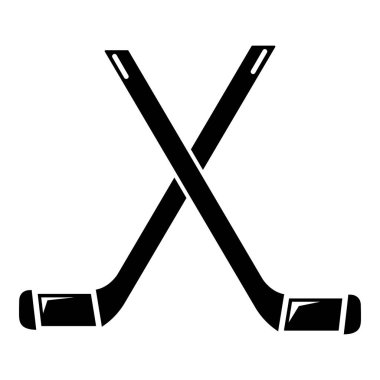 İki çapraz hokey sopaları simgesi, basit tarzı