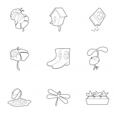 Bahar zaman Icons set, anahat stili