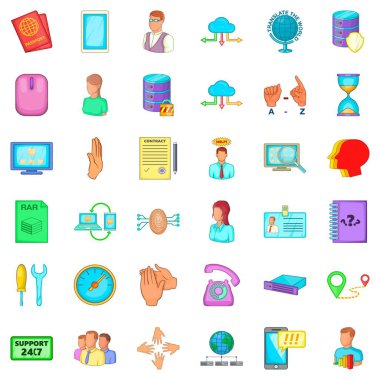 Destek Icons set, karikatür tarzı