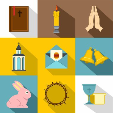 Kutsal Paskalya simge seti, düz stil