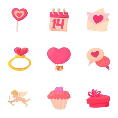 Sevgililer günü Icons set, karikatür tarzı için hediye