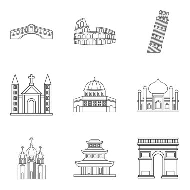 Tapınak Icons set, anahat stili