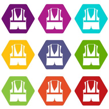 Renk altı yüzlü yelek Icon set