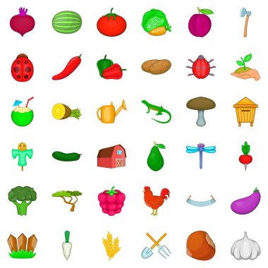 Icons set tarım, karikatür tarzı