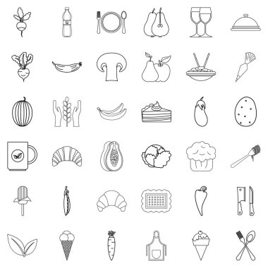 Diyet Icons set, anahat stili