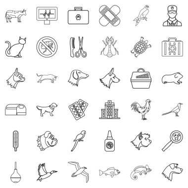 Icons set, anahat stili veteriner