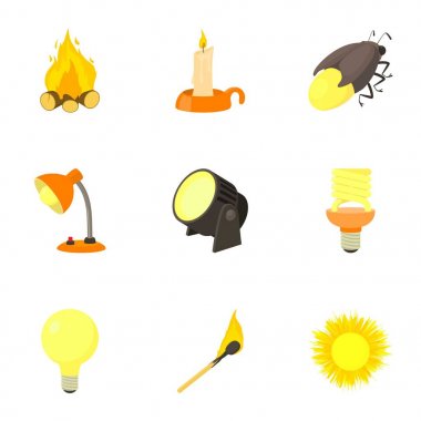 Işık kaynağı Icons set, karikatür tarzı