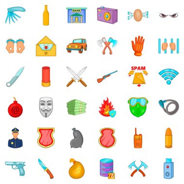 Polis Icons set, karikatür tarzı