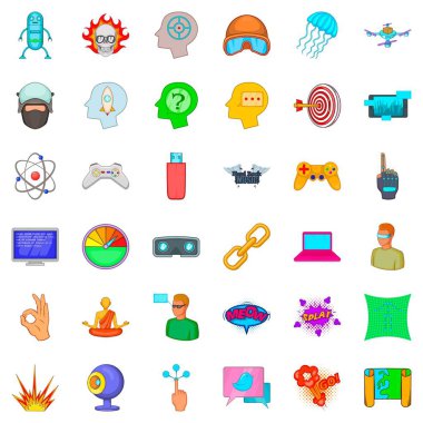 Teknoloji Icons set, karikatür tarzı